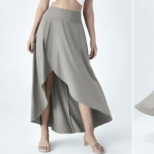 Halara Breezeful size Small  High Low Ruffle 2-in-1 Regular Grey Maxi Skirt